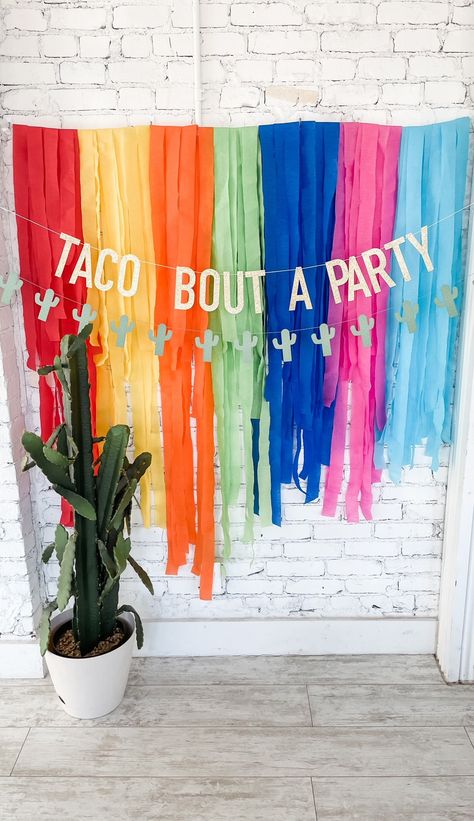 Fringe Streamer Backdrop, Fringe Streamers, Taco Bout A Party, Party Streamer, Streamer Decorations, Be In The Moment, Streamer Backdrop, Mexican Fiesta Party, Fiesta Birthday Party