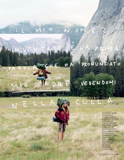 yosemite camp: dree hemingway by matt jones for elle italia august 2014 Lifestyle Ads Design, Hiking Campaign, Fashion Campaign Editorial, Camping Magazine, Outdoor Adventure Photography, Camping In England, Outdoor Magazine, Dree Hemingway, Yosemite Camping