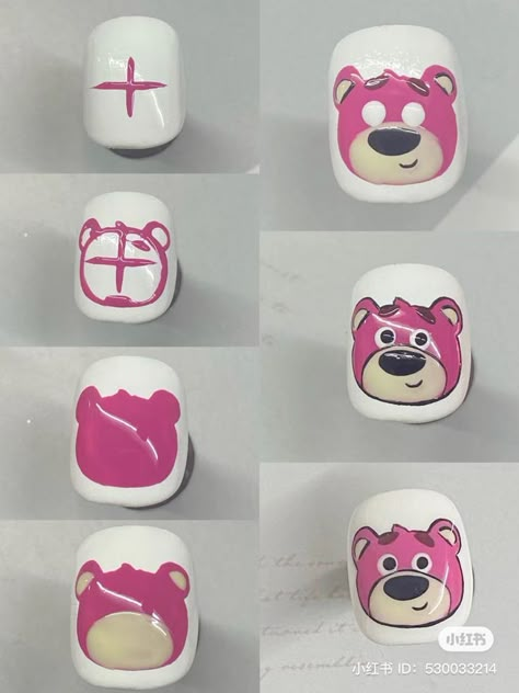 Bear Nail Art, Diy Nails Easy, Girls Nail Designs, Kids Nail Designs, Kutek Disney, Quick Nail Art, Bears Nails, Art Deco Nails, Beauty Hacks Nails