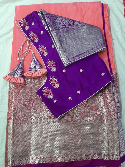 Blouse Designs For Border Blouse, Pattu Saree Blouse Designs Simple Latest Embroidery, Maggam Work Blouse Designs Latest For Pattu Sarees Simple, Blue Colour Blouse Designs, Plain Blouse Designs, Maggam Blouse, Blue Blouse Designs, Patch Work Blouse Designs, Latest Bridal Blouse Designs