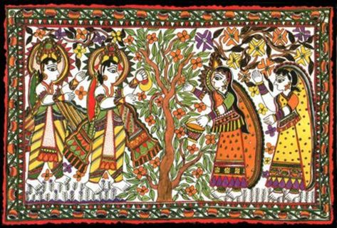 Nepal Painting, Painting Madhubani, Mithila Painting, Ram Sita, Painting Indian, Madhubani Paintings, Lotus Painting, Kalamkari Painting, Buddha Wall Art