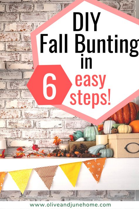 Holiday decor can be expensive! So why not make your own? In my post, I share my step-by-step tutorial for creating your own fall-inspired bunting in just 6 steps! And the best part? It can be adapted for any holiday or celebration! #holidaydecor #falldecor #bunting #diydecor Fall Bunting Diy, No Sew Bunting, Fall Bunting, Diy Bunting, Simple Fall Decor, Bunting Tutorial, Pendant Banner, Bunting Diy, Fall Banner