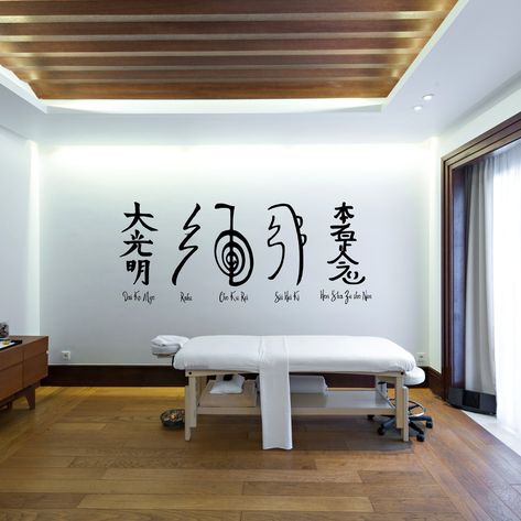 JadeDecals Healing Room Ideas, Reiki Room Ideas, Massage Room Decor, Reiki Room, Reiki Courses, Reiki Classes, Reiki Therapy, Learn Reiki, Healing Room