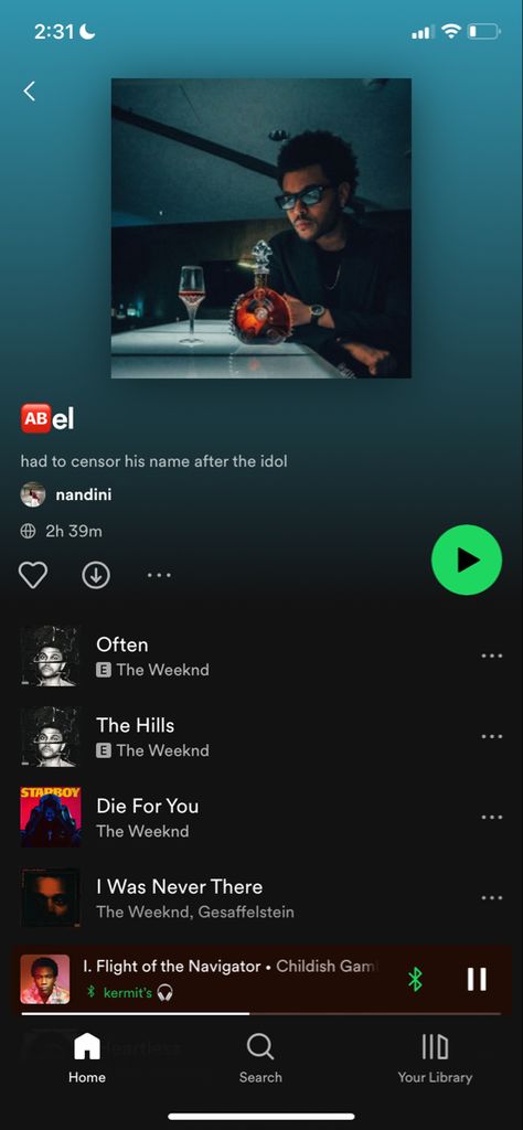 abel 🤩 The Weeknd Playlist, Weeknd Spotify, Spotify Playlist Name, Playlist Name, Flight Of The Navigator, Summer Stuff, Spotify Playlist, The Weeknd