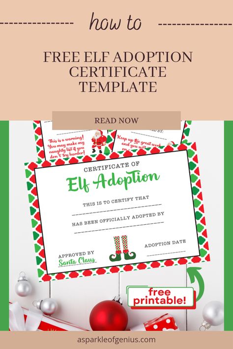 Bring some festive cheer to your holidays with our free, printable Elf Adoption Certificate! Perfect for welcoming your Elf on the Shelf, this cute and magical certificate adds an extra layer of fun to your family traditions. Looking for a fun way to celebrate the spirit of the season? This adorable elf adoption printout is just what you need! Download now and let your kids feel the joy of having their very own elf buddy for the holiday season. Certificate Of Adoption Free Printable, Elf On The Shelf Adoption Certificate Free Printable, Elf On The Shelf Adoption Certificate, Elf Adoption Certificate Free Printable, Elf Adoption Certificate Free, Adoption Certificate Template, Elf Buddy, Adoption Papers, Easy Elf On The Shelf