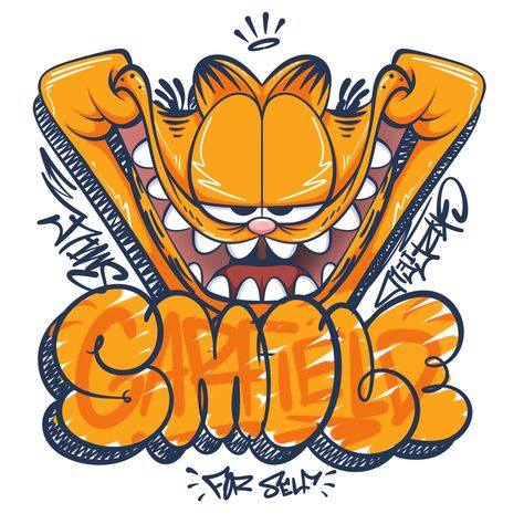 Garfield Fanart, Cartoon Graphic Design, Graffiti Cartoon, Cartoon Smile, Foto Transfer, School Murals, Graffiti Illustration, Tshirt Printing Design, Graffiti Style Art