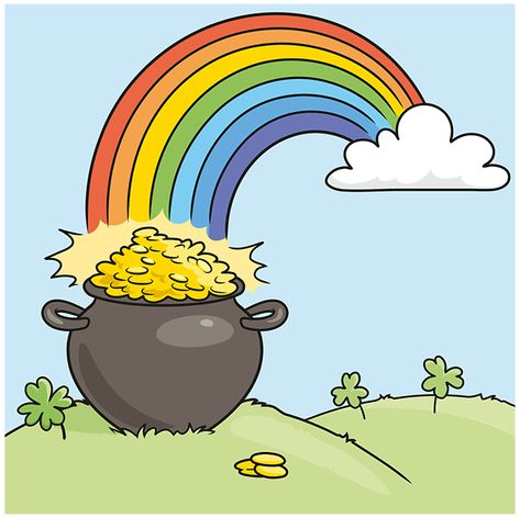 Draw A Rainbow, Rainbow Pot Of Gold, Diy Party Crafts, Rainbow Drawing, Drawing Steps, Gold Drawing, Drawing Guides, Finding Treasure, End Of The Rainbow