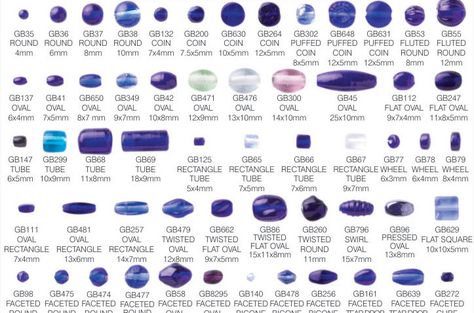 Bead shapes  HAND MADE LAMPWORH PLAIN GLASS BEADS Bead Types Chart, Types Of Beads For Jewelry, Types Of Beads And Their Names, Jewelry Charts, Beads Shapes, Paper Beads Tutorial, Types Of Beads, Bead Size Chart, Bead Shapes