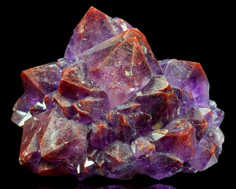 Lovely purple Amethyst with reddish highlights due to Hematite inclusions. Reddish Highlights, Diamond Willow, Auralite 23, Minerals Crystals Rocks, Geology Rocks, Thunder Bay, Rocks Crystals, Amethyst Gem, Love Rocks