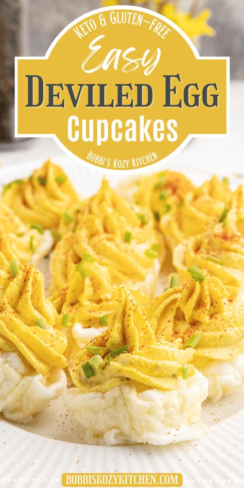 Deviled Egg Cupcakes (Keto) Pickled Deviled Eggs, Eggs In Muffin Tin, Keto Deviled Eggs, Egg Cupcakes, Avocado Deviled Eggs, Unique Snacks, Deviled Eggs Easy, Keto Kitchen, Classic Appetizers