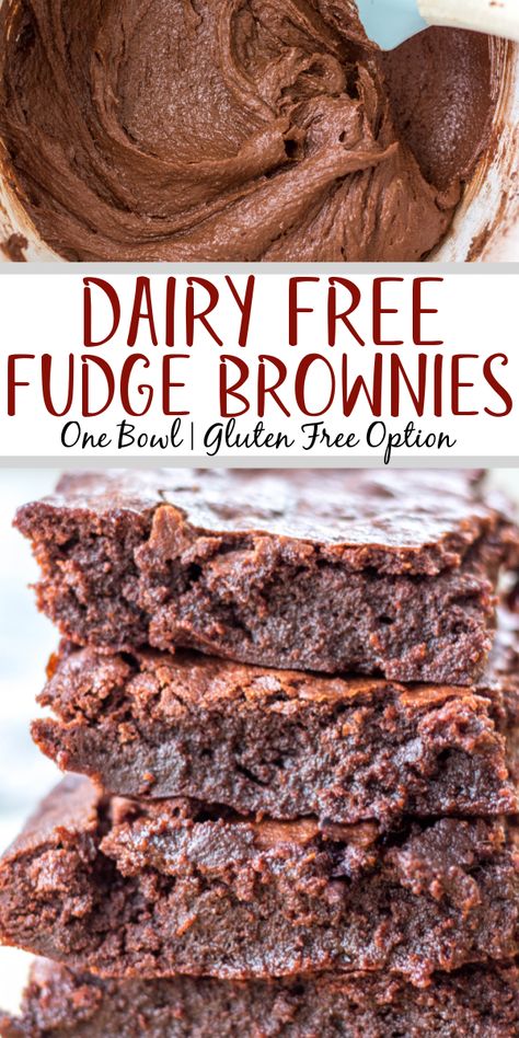 Brownie Recipes Dairy Free, Butter Free Brownies, Gluten And Dairy Free Brownies, Gluten Free Fudge Brownies, Gf Df Brownies, Quick Easy Dairy Free Dessert, Dairy Free Brownies Recipe, Lactose Free Brownies, Gluten Free Brownies Easy