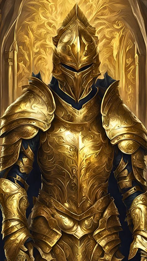 Visit our Channel for all type of fantasy. #Fantasy #Fantasyart Golden Armor Fantasy Art, Fantasy Art Style, Armor Fantasy, Golden Armor, Style Character, Fantasy Aesthetic, Fantasy Landscape, Fantasy World, Art Style