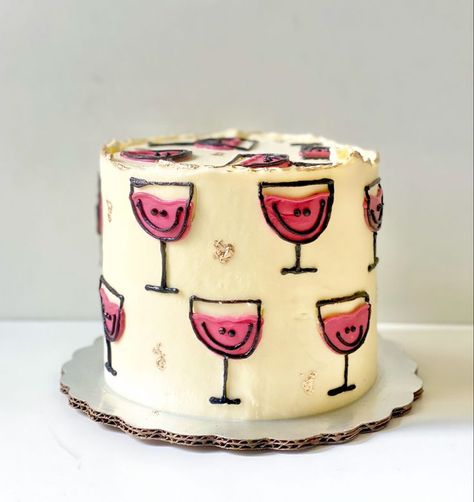 Wine Cake Designs, Cake With Wine Glasses, Wine Birthday Cake, Wine Theme Cakes, Wine Cake, Glasses Design, Wine Theme, Because I Love You, Novelty Cakes