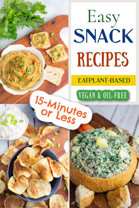 There are lots of healthy snacks that can be included in a plant-based diet and, for this list, we are sticking with the easy ones that can be made in 15-minutes or less. Oil Free Vegan Snacks, Wfpb Snack Recipes, Plant Based Snacks Easy, Plant Based Snack Ideas, Healthy Vegetarian Snack Recipes, Whole Food Plant Based Snacks, Quick Snack Ideas, Mcdougall Diet, Macrobiotic Recipes