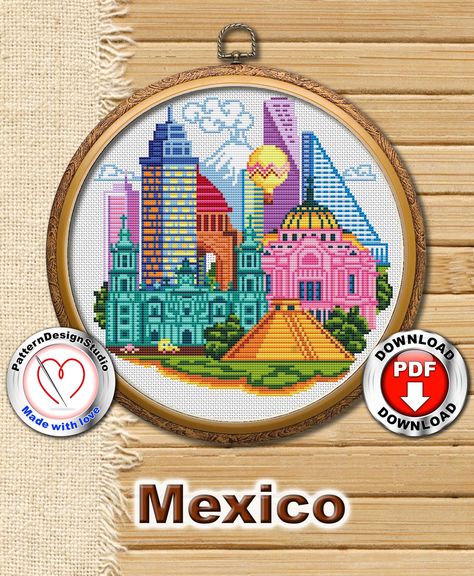 Mexico Cross Stitch, Embroidery Stitch Patterns, Embroidery Stitch, Cross Stitches, Cross Patterns, Modern Embroidery, Needlepoint Kits, Christmas Cross, Stitch Embroidery