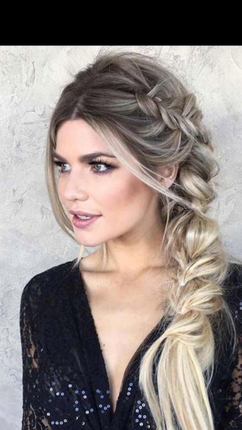 Loose Updos, Side Braids For Long Hair, Easy Braid Styles, Side Braid Hairstyles, Side Hairstyles, Fishtail Braid, Long Blonde, Side Braid, High Ponytails