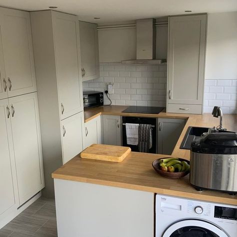 Lima Kitchens Milton Keynes on Instagram: "Awkward spaces require custom sizes and creative thinking. This space had lots of things in the way to make it useful such as a too many doors, a large boiler and a heat pump storage heater. While some of these have been removed others have been cleverly hidden with extra storage but easily accessible. Before photo at end. #smallkitchens #smallkitchendesign #smallkitchensolutions #kitchensmiltonkeynes #kitchensleightonbuzzard #kitchendesign" Small Kitchen Solutions, American Fridge, Milton Keynes, Heat Pump, Creative Thinking, Extra Storage, Kitchen Interior, Small Kitchen, Custom Sizing