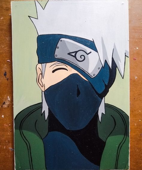 Kakashi Painting, Anime Canvas Painting, Naruto Sketch Drawing, Oil Pastels Painting, Portraiture Drawing, Kakashi Sensei, Anime Canvas Art, Canvas Painting Designs, Small Canvas Art