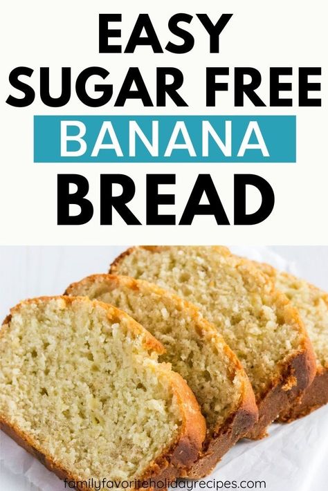 Yes, you can still enjoy delicious banana bread, even with no added sugar! This sugar free banana bread is moist and tender, and best of all, is made with an alternative sweetener! Banana Bread Without Sugar, Bread Without Sugar, No Sugar Banana Bread, Low Sugar Banana Bread, Sugar Free Banana Muffins, Sugar Free Bread, Sugar Free Foods, Sugar Free Banana Bread, Sugar Free Desserts Easy