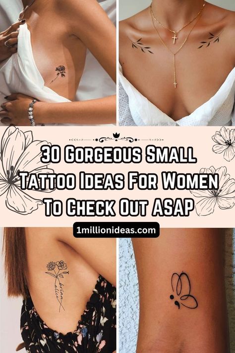 30 Gorgeous Small Tattoo Ideas For Women To Check Out ASAP - Woman & Lifestyle Unique Mini Tattoos, Women Tattoo Placement, Small Hidden Tattoos, Tattoos Trendy, Cross Shoulder Tattoos, Tattoos Minimal, Armpit Tattoo, Mini Tattoo Ideas, Classy Tattoos For Women