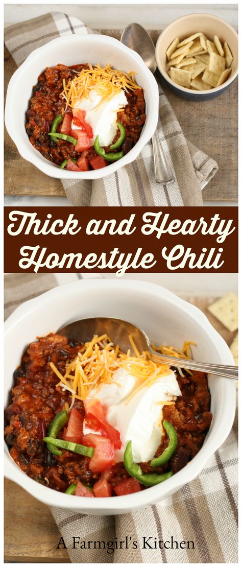 Thick And Meaty Chili, Thick Hearty Chili, Chili Recipe Thick, Thick Crockpot Chili, Thick Chili Recipe Crockpot, Thick Spicy Chili Recipe, Chili Recipe Homemade, Thick Chili Recipe, Best Beef Chili Recipe