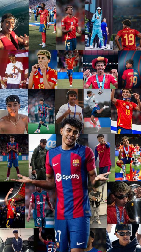 #lamineyamal #spainfc #barcelonafc #collage #wallpaper #fyp Collage Wallpaper, Fc Barcelona, Soccer Players, Soccer, Collage, Football