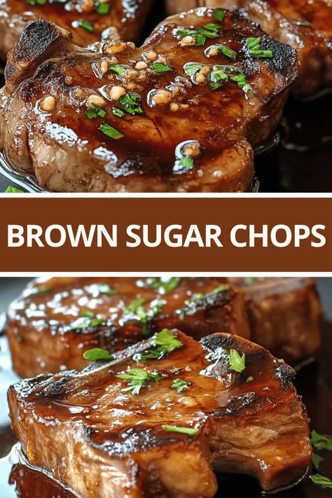 Delicious Brown Sugar Chops Brown Sugar Pork Chops In The Crock Pot, Brown Sugar Pork Chop Recipes, Pork Ribeye Chops Recipes, Brown Sugar Pork Chops In Oven, Brown Sugar Glazed Pork Chops, Baked Boneless Pork Chops, Honey Pork Chops, Oven Pork Chops, Brown Sugar Pork Chops