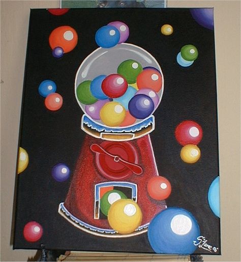 Gumball Machine Painting, Color Wheel Painting, Wheel Painting, Candy Art, Painting Easy, Easy Doodle Art, Art Theme, Gumball Machine, Cute Easy Drawings