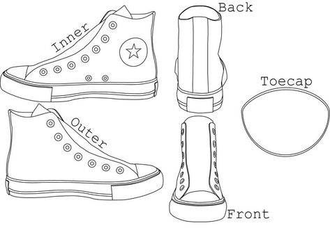 Chuck Taylor's High tops Template by AlexChastain on DeviantArt Converse Drawing, Shoe Drawing, Classe D'art, Shoe Template, Sneakers Drawing, Pin Up Drawings, Shoe Sketches, Fashion Design Template, Fashion Design Sketchbook