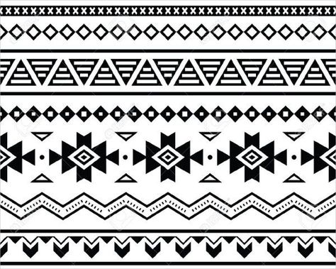 Aztec Style Mexican Pattern Aztec Art Patterns, Aztec Pattern Drawing, Mexico Dessert, Cactus Bar, Mexico Pattern, Mexican Patterns, Aztec Temple, Mexican Interiors, Cuff Tattoo