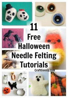 11 Free Halloween Needle Felted Tutorials – Felting Felt Patterns Free, Felt Halloween Decorations, Halloween Felt Crafts, Felting Diy, Felting Tutorial, Needle Felting Tutorial, Needle Felting Supplies, Fall Pumpkin Crafts, Felt Yarn