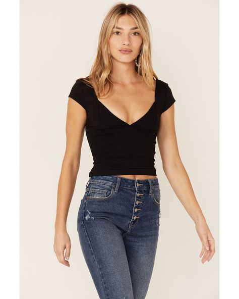 Free People Womens Duo Corset Cami , Black Duo Corset Cami, Womens Western Tops, Boot Barn, Western Tops, Crop Tank Top, Get Directions, Cup Design, Women's Shirts, Sweetheart Neckline