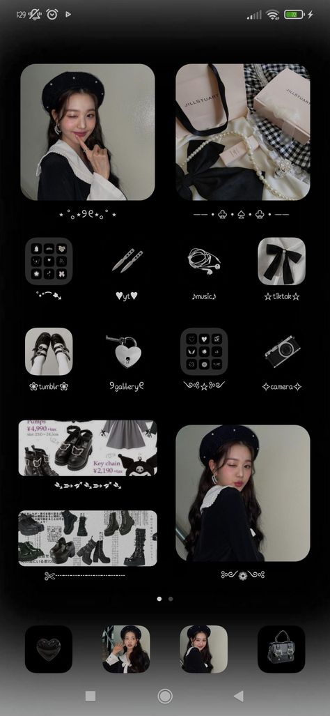 Black Aesthetic Homescreen Layout, Soft Homescreen Layout, Wonyoung Ios Layout, Wonyoung Homescreen Layout, Wonyoung Iphone Layout, Wonyoung Iphone Wallpaper, Wonyoung Phone Layout, Homescreen Decor Ideas, Kpop Layout Homescreen