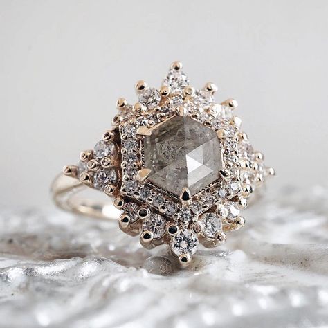 TIPPY TASTE JEWELRY on Instagram: “What dreams are made of! 💫 Introducing the Palace Diamond ring with a salt & Pepper Diamond. This ring is here to stay in our Heirloom…” Butterfly Diamond Ring, Forest Ideas, Alt Wedding, Morganite Diamond Ring, Salt Pepper Diamond, Second Wedding, Romantic Rings, Morganite Diamond, Pepper Diamond