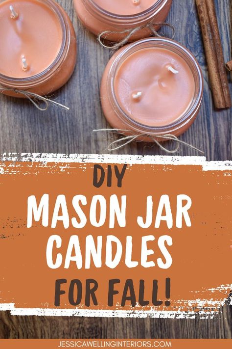 Make your home smell like Fall with these quick & easy DIY mason jar soy candles. They make fabulous gifts too! Diy Fall Scented Candles, Scented Mason Jar Candles, Fall Candles Diy, Fall Candle Scents, Candle Projects, Candle Making Business, Pumpkin Spice Candles Diy, Diy Candles Fall Scented, Homemade Fall Scented Candles, Pumpkin Spice Soy Candle. Diy Homemade Oil Candles Mason Jars, Diy Fall Scented Soy Candles Scented Mason Jar Candles Diy, Mason Jar Candles Diy, Diy Fall Scented Candles, Soy Candle Diy, Diy Fall Candles, Fall Mason Jar Candles, Home Smell Like Fall, Pioneer Living, Homemade Candle Recipes