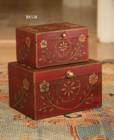 hand-painted boxes Wooden Box Crafts, Craft Boxes, Hand Painted Wooden Box, Antique Wooden Boxes, Painted Trunk, Painted Wooden Boxes, Painted Chest, Decoupage Box, Wooden Craft