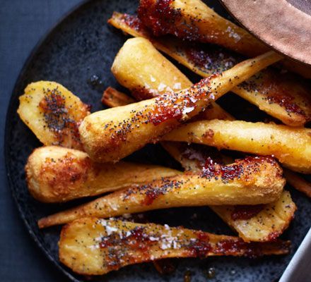 These golden, honeyed parsnips have just the right mix of earthiness and sweet glaze to make a moreish Christmas side dish, and they’re quick to prepare Honey Parsnips, Honey Roasted Parsnips, Parsnip Recipes, Roasted Parsnips, Christmas Side, Sweet Glaze, Christmas Side Dishes, Xmas Dinner, Christmas Lunch