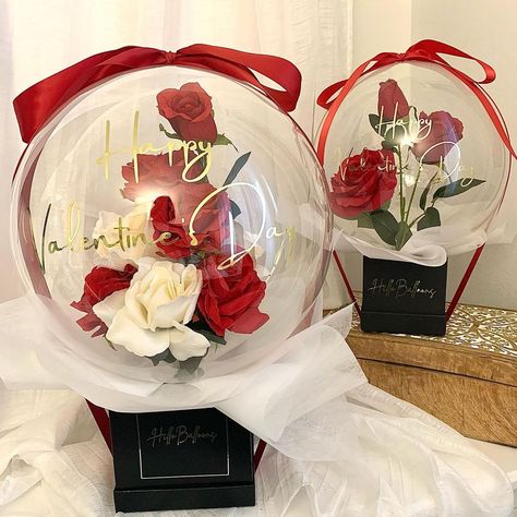 Valentine Balloon Bouquets, Valentines Balloons Bouquet, Night Wedding Photos, Pretty Balloons, Baby Birthday Decorations, Balloon Box, Valentines Balloons, Valentines Gift Box, Ribbon Crafts Diy