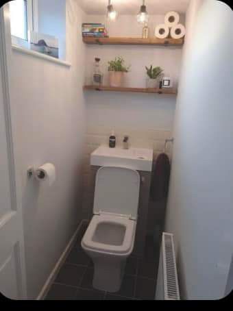 Tiny Bathroom Toilet And Sink, Small Toilet And Sink Room Ideas, Toilet With Built In Sink, Small Sink Toilet, Tiny Downstairs Loo, 2 In 1 Toilet And Sink, Sink Over Toilet Small Spaces, Small Ensuite Toilet And Sink, Sink Above Toilet