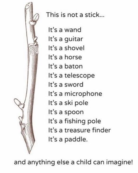 Loose Parts open a world of imaginative play where a simple stick can become anything a child wants it to be! Childcare Quotes, Curiosity Approach, Play Quotes, Childhood Quotes, Forest School Activities, Family Day Care, Nature School, Invitation To Play, Mental Training