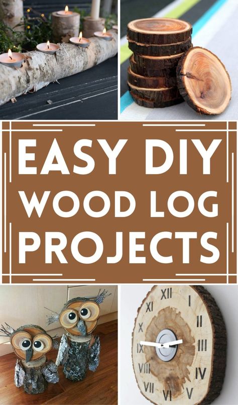 12 DIY Wood Log Projects - Add Creativity To Home - DIY Crafts Small Live Edge Wood Projects, Wooden Log Ideas, Cedar Log Projects, Tree Slices Ideas, Log Ideas Diy Projects, Wood Slice Ideas, Small Diy Wood Projects, Wood Slice Crafts Diy, Wood Log Projects