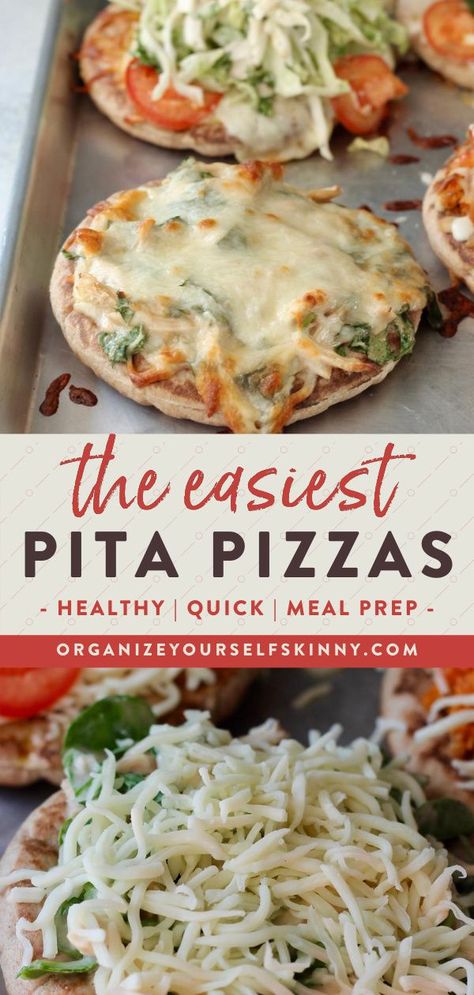 Easy Weeknight Dinners Healthy, Pita Pizza, Pita Pizzas, Healthy Pizza Recipes, Quick Meal Prep, Healthy Pizza, Easy Weeknight Dinner, Healthy Dinner Recipes Chicken, Quick Meal