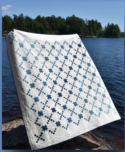 Aquarius Quilt Pattern | Sentimental Stitches Amazing Quilts, Blue Fabrics, Irish Chain Quilt, Fun Quilt, Two Color Quilts, White Quilts, Foundation Paper Piecing Patterns, Red And White Quilts, Wool Applique Patterns