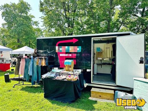 For Sale: 2022 - 7' x 14' Mobile Boutique Trailer | Pop-up Boutique for Sale in Indiana! Don't miss out on an opportunity to set another trend with the mobilization of your fashion ideas! Get this mobile boutique trailer today! 📞601-749-8424 Boutique Trailer, Industrial Racks, Fashion Truck, Accessories Business, Concession Trailer, Mobile Business, Mobile Boutique, Amazing Fashion, Fashion Runway