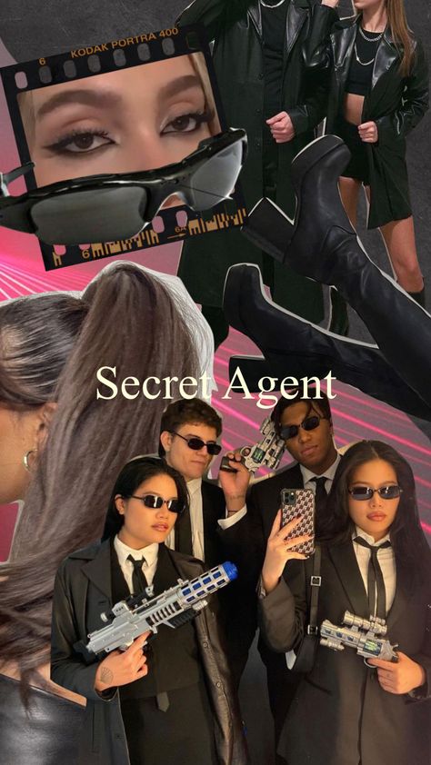 Agents Halloween Costumes, Spy Group Costume, Spy Agent Costume, Undercover Spy Costume, Spy Costume Men, Secret Spy Costume, Secret Spy Outfit, Men In Black Womens Halloween Costume, Secret Agents Costume