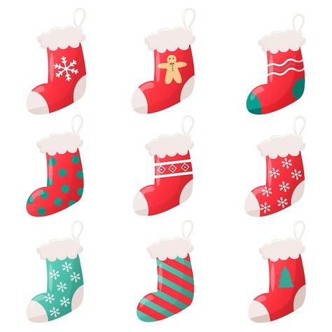 Vector cartoon christmas socks set new y... | Premium Vector #Freepik #vector #winter #red #fun #green Socks Illustration, Socks Drawing, Santa Socks, Christmas Sock, Winter Red, Socks Christmas, Cartoon Christmas, Sock Game, Vector Cartoon