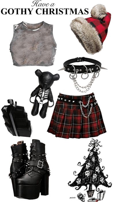 Emo Christmas Outfits, Christmas Goth Outfit, Alt Christmas Outfits, Goth Christmas Outfit, Festive Outfits Christmas, Alt Christmas, Emo Christmas, Aesthetic Clothes Grunge, Black Friday Shopping List