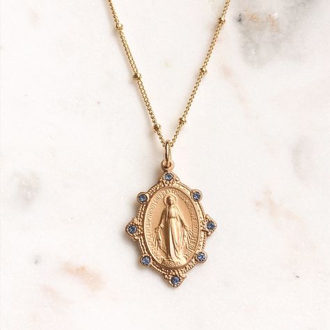 "Hello! I wanted to send a little note to say thank you for getting my purchase to me so timely and for sharing your love of God through your business. I recently ordered a gold, miraculous medal adorned with blue stones and it is absolutely stunning." 🤍 Happy Customer Miraculous Medal Necklace, Catholic Necklace, Divine Protection, Catholic Women, Necklace Swarovski, Pink Swarovski, Catholic Jewelry, Miraculous Medal, Catholic Gifts