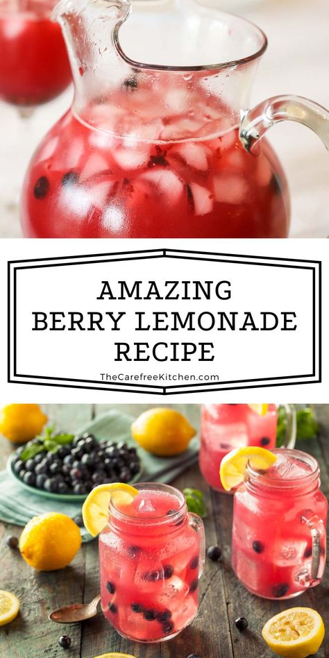 Mixed Berry Lemonade, Drink For Party Nonalcoholic, Summer Drinks Nonalcoholic Pitcher, Berry Drinks Non Alcoholic, Berry Punch Non Alcoholic, Lemonade With Fruit, Winter Lemonade, Blended Lemonade, Lemonade Recipe For Party