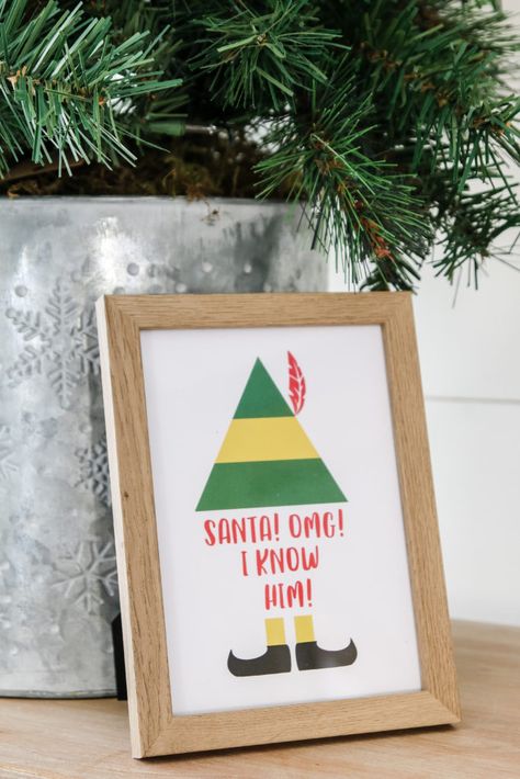 Get your own Elf printable to add to your whimsical Christmas home decor this year! #freeprintable Elf Movie Party, Elf Themed Christmas Party, Elf Home, Elf Christmas Decorations, Christmas Movie Night, Elf Decorations, Neighbor Christmas Gifts, Christmas Party Themes, Elf Movie